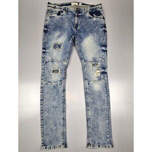 FWRD Denim & Co. Jeans Mens Size 36x33 Slim Y2K Distressed Blue‎ Grunge.